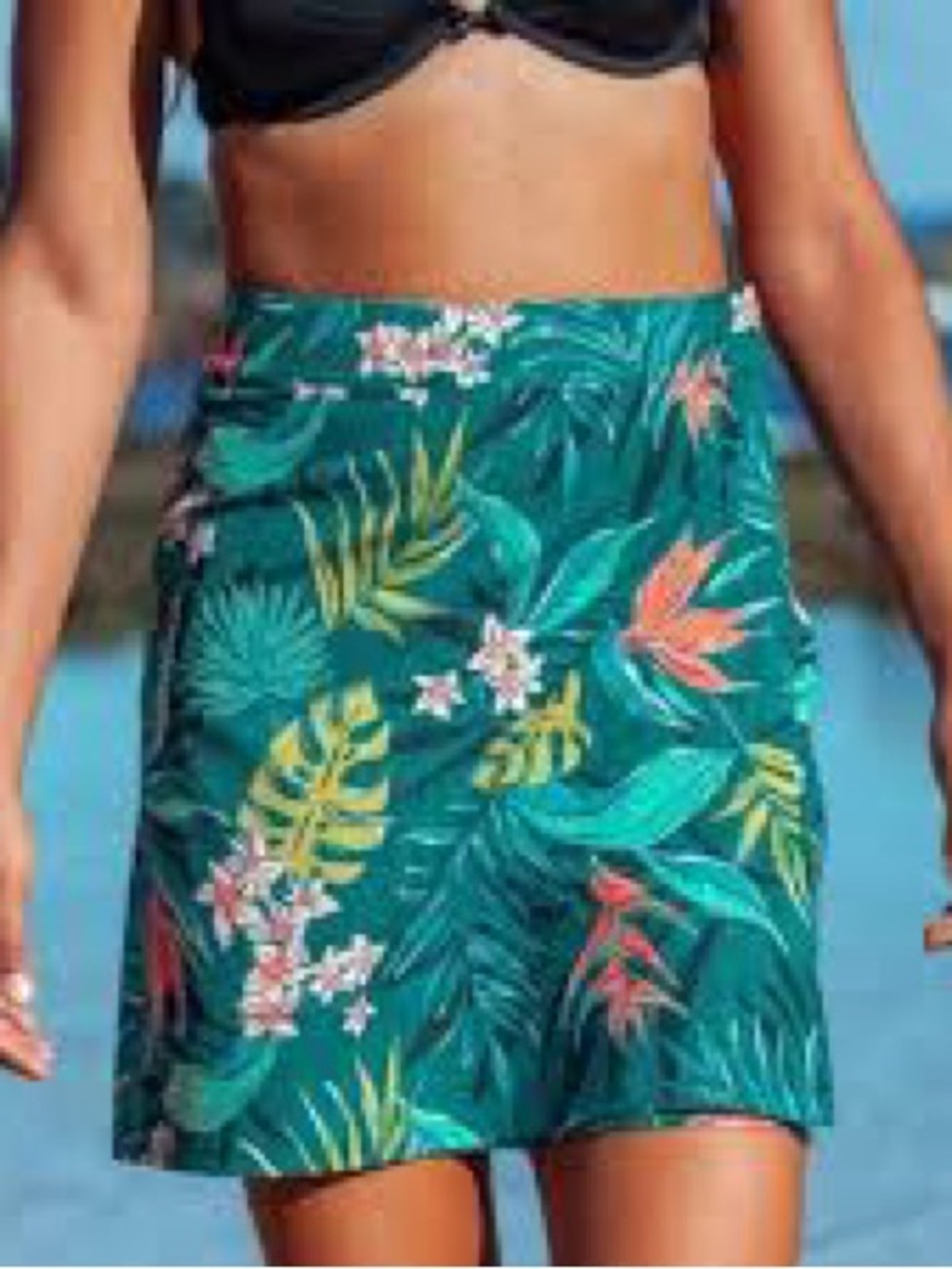RipSkirt Hawaii Wrap Skirt Adjustable Hook & Loop Tropical Print Green Large